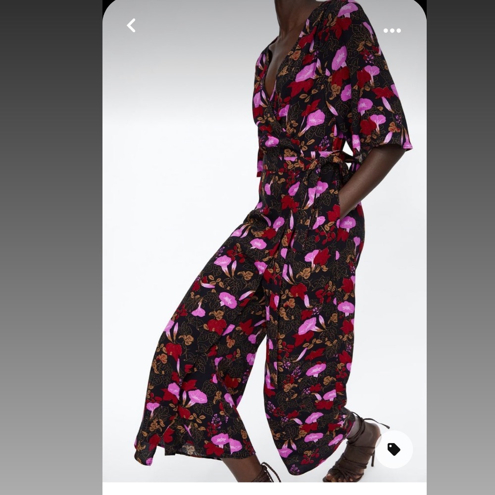 Zara floral wrap jumpsuit